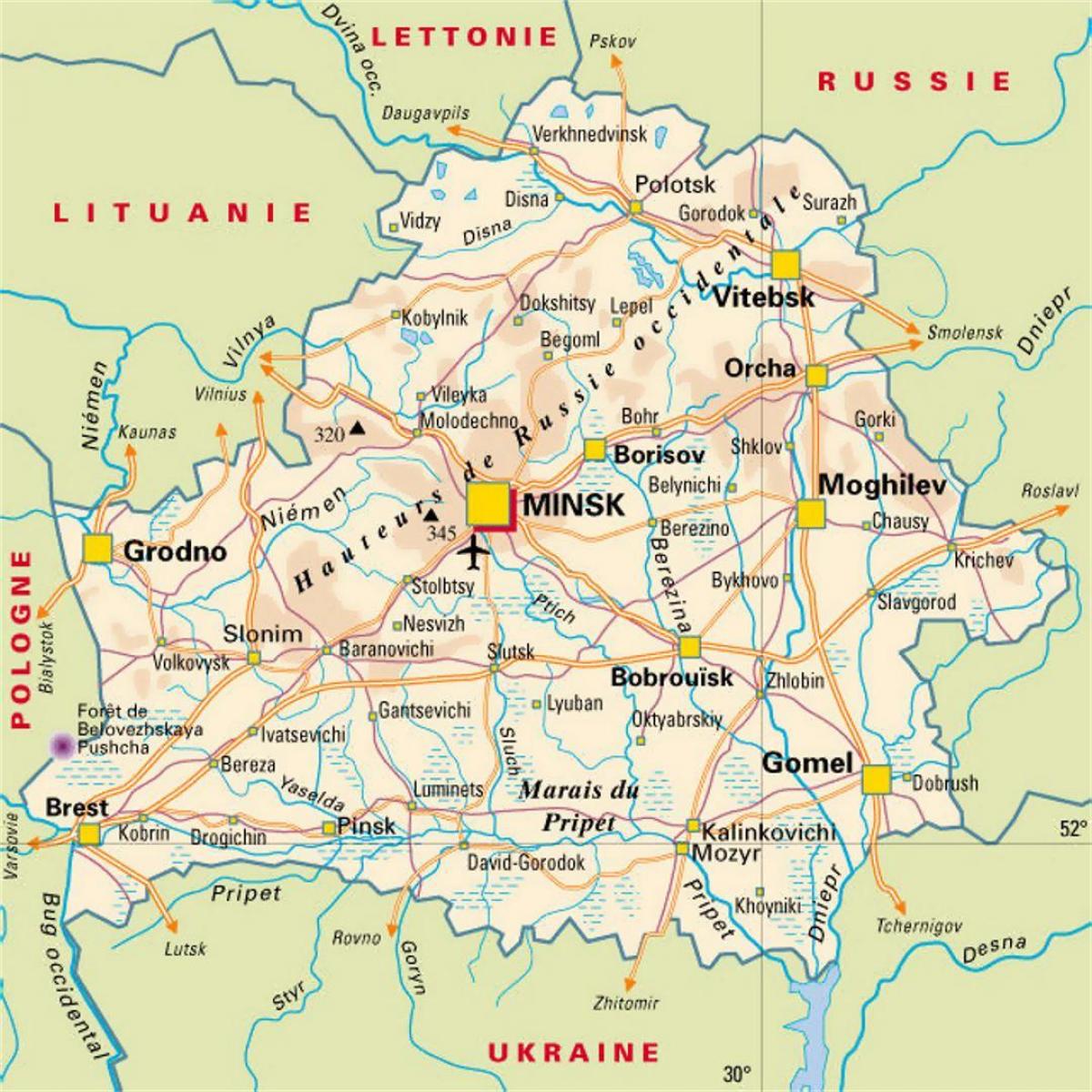 خريطة مدن روسيا البيضاء